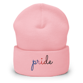Polyamory Pride Beanie: Cursive 'Pride' in Gradient Colors